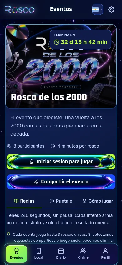 Rosco — Evento en vivo en mobile