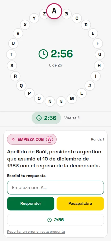 Rosco — Juego en mobile con pregunta activa