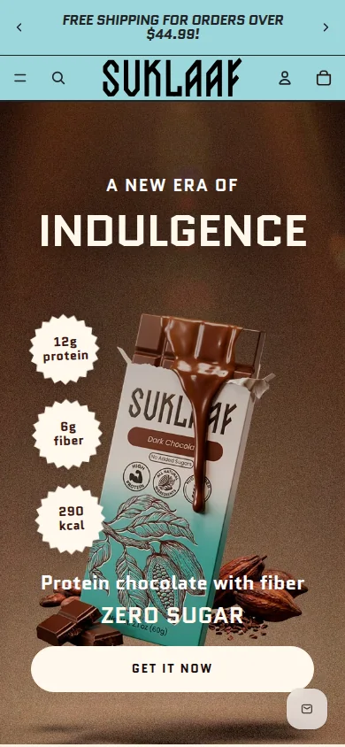 Suklaaf — Hero en mobile